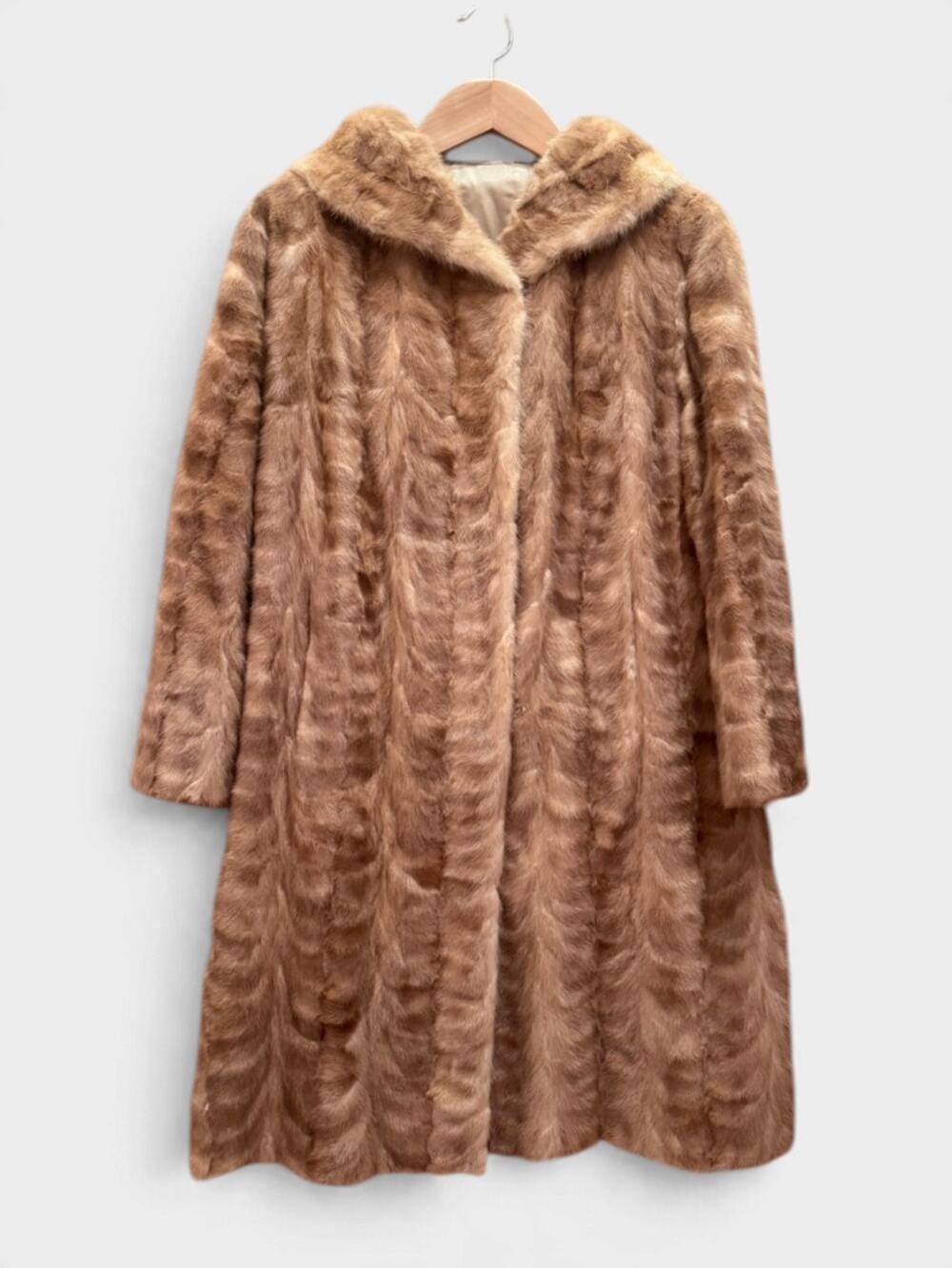 Vtg Long Beige Fur Coat Section Mink Blonde 1960s Women's Small or Medium